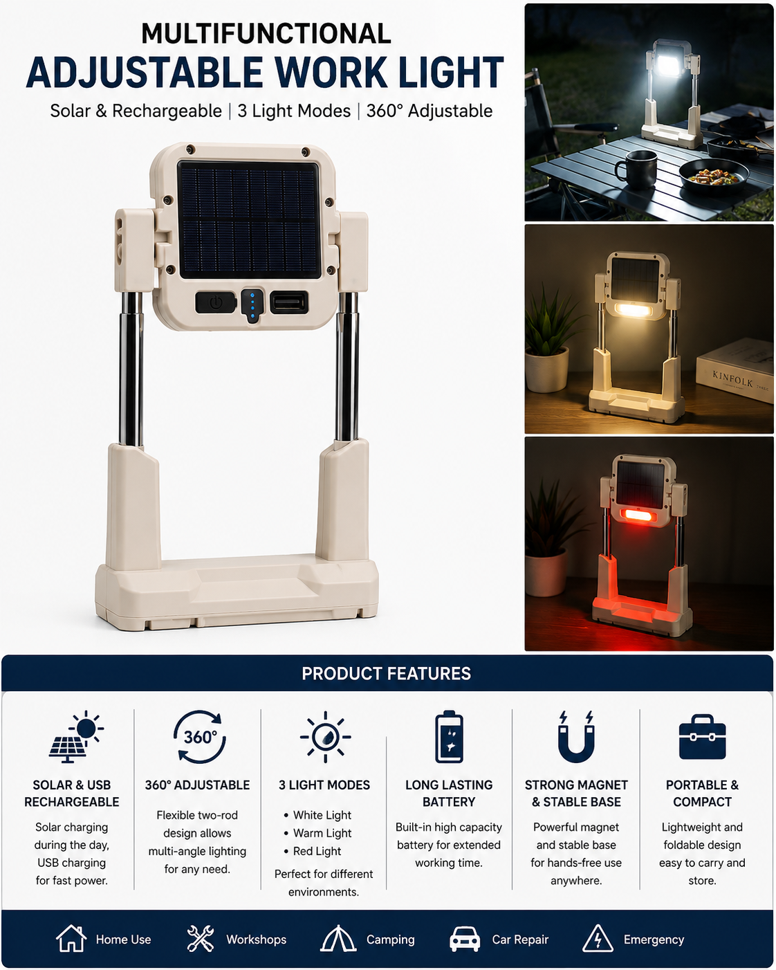 Multifunctional Adjustable Work Light