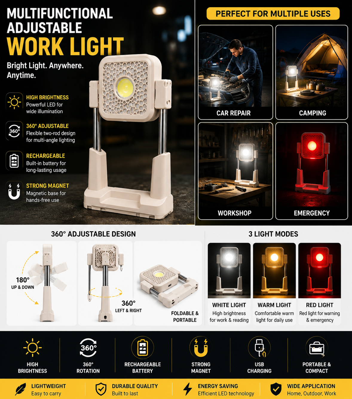 Multifunctional Adjustable Work Light
