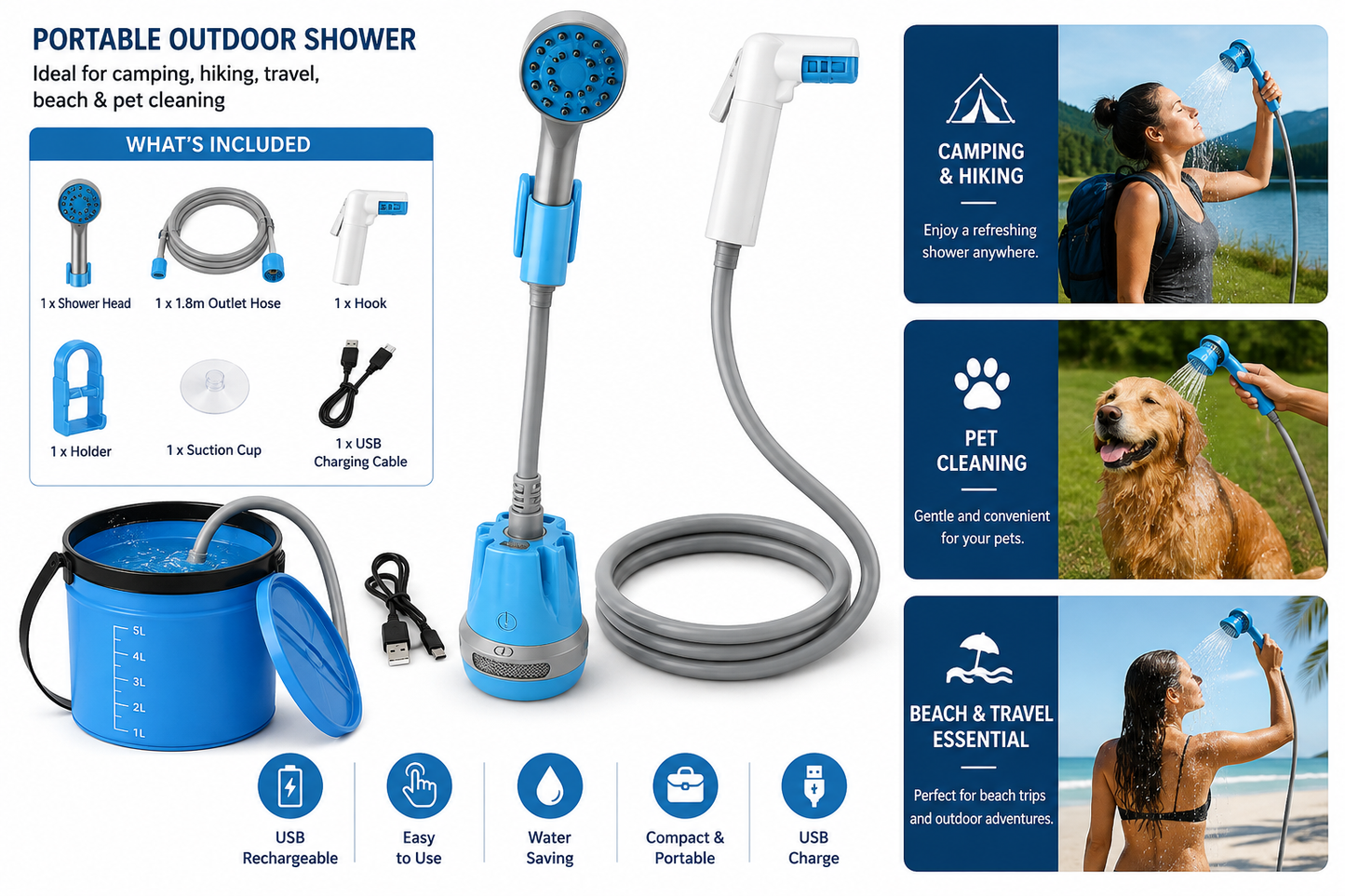 Portable Shower – Compact Outdoor & Travel Shower