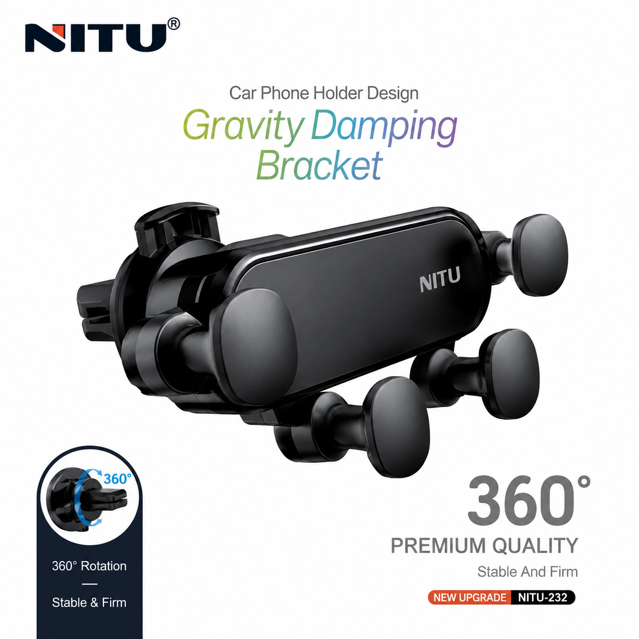 360° Gravity Auto-Lock Car Phone Holder
